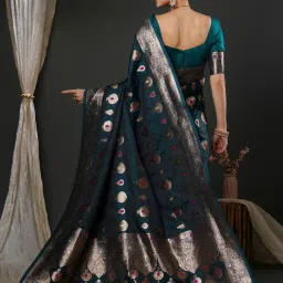 Saree Mall Blue Woven Saree With Unstitched Blouse image 2
