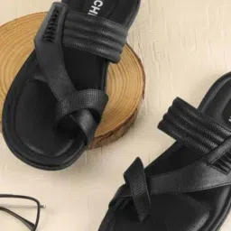 Mochi Black Cross Strap Sandals-picture-32