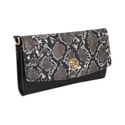 Carlton London Black Textured Small Tri-Fold Wallet for Women image 2