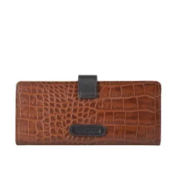 Hidesign Scorpio Croco Mel Ran Tan Textured Bi-Fold Wallet for Women image 4