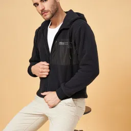 Urban Ranger by Pantaloons Black Regular Fit Hooded Jacket image 4
