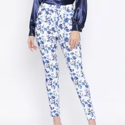 Zoella Blue & White Floral Print Trousers image 1