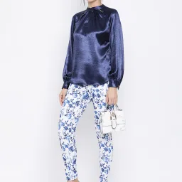 Zoella Blue & White Floral Print Trousers image 4