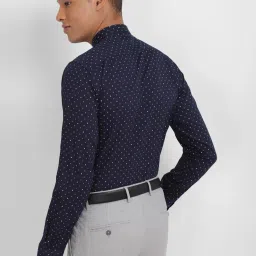 Allen Solly Navy Cotton Slim Fit Printed Shirt image 2