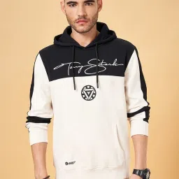 Urban Ranger by Pantaloons Off White Regular Fit Colour Block Hooded Sweatshirt image 4