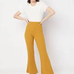 Vero Moda Mustard Textured High rise Pants image 4