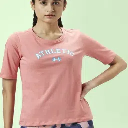 Ajile by Pantaloons Peach Cotton Graphic Print Sports Top-picture-36