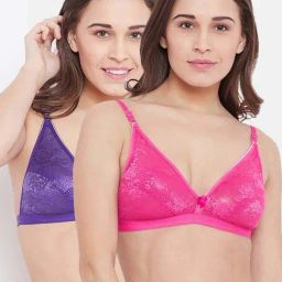 N-Gal Pink & Purple Lace Work Half Coverage Bras - Pack Of 2-picture-38