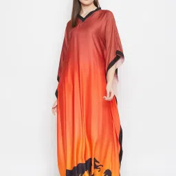 The Kaftan Company Coral Regular Fit Printed Kaftan Night Dress image 4