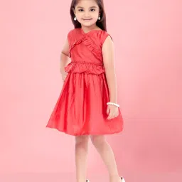 Aarika Kids Girls Gajri Color Solid Pattern Frock image 4