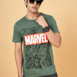 SF Jeans by Pantaloons Green Cotton Slim Fit Printed T-Shirt image 4