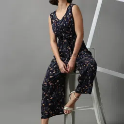 showoffff SHOWOFF Navy Cotton Printed A-Line Jumpsuit image 4