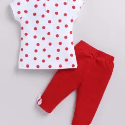ANNIE Girls White & Red Cotton Printed Co-ord set image 2