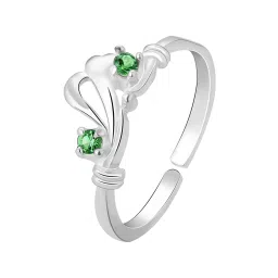 GIVA 92.5 Sterling Silver Graceful Emerald Toe Rings image 4