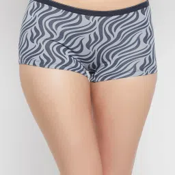 Clovia Grey Cotton Printed Boyshorts Panty image 1