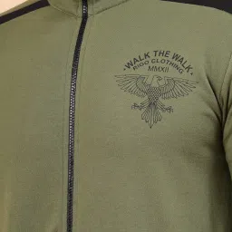 Rigo Green Regular Fit Printed High Neck Jacket image 4