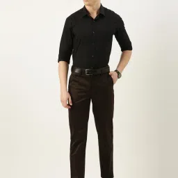 Peter England Casuals Brown Slim Fit Trousers image 4