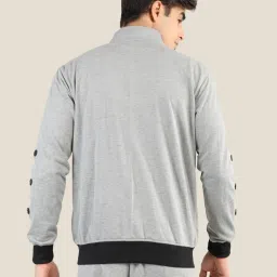 Chkokko Grey Melange Regular Fit High Neck Sweatshirt image 2
