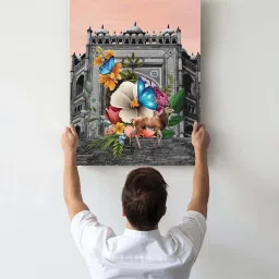 Art Street Multicolor Engineered Wood Stretched Painting Taj Mahal & Char Minar Art - Set of 3 image 2