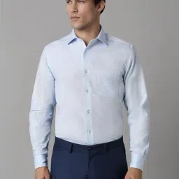 Louis Philippe Blue Cotton Regular Fit Texture Shirt-picture-36