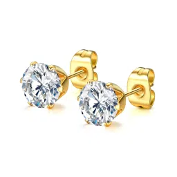 Peora Gold Plated Cubic Zirconia Studded Stud Earrings image 2