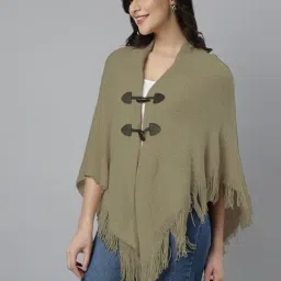 showoffff SHOWOFF Brown Acrylic Self Poncho image 3