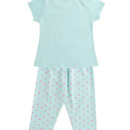 Smarty Kids Green Printed T-Shirt with Pyjamas image 2