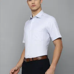 Louis Philippe Gods & Kings Blue Cotton Regular Fit Self Pattern Shirt image 3