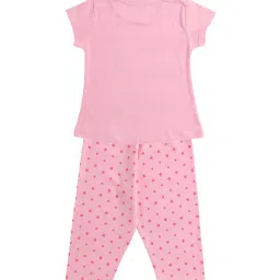 Smarty Kids Pink Printed T-Shirt with Pyjamas image 2