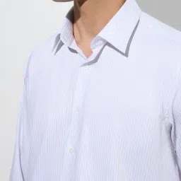 WES Formals by Westside Beige Stripe Patterned Slim-Fit Cotton Shirt image 4