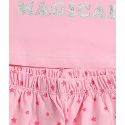 Smarty Kids Pink Printed T-Shirt with Pyjamas image 5