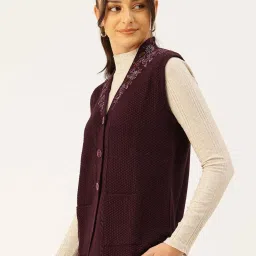Apsley Wine Embroidered Cardigan image 2