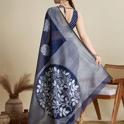 KALINI Ethnic Motifs Printed Zari Saree With Blouse Piece image 4