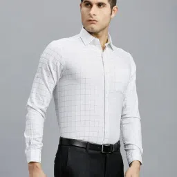 Reid & Taylor White Cotton Regular fit Checks Shirt image 4