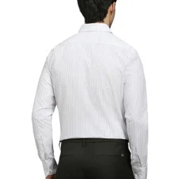 Louis Philippe White Cotton Regular Fit Striped Shirt image 2