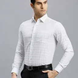 Reid & Taylor White Cotton Regular fit Checks Shirt image 3
