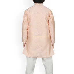 SG YUVRAJ Boys Pink & White Printed Kurta with Churidar image 5