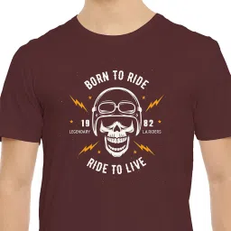 BLACK RADIO Maroon Slim Fit Printed Cotton Crew T-Shirt image 4