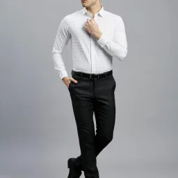 Reid & Taylor White Cotton Regular fit Checks Shirt image 5