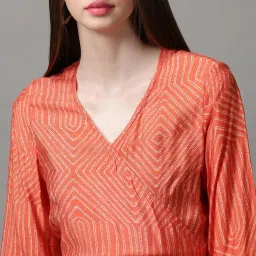 showoffff SHOWOFF Orange Printed Shrug image 5