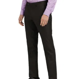 Arrow Dark Brown Regular Fit Checks Trousers image 3