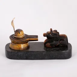 Exotic India Black & Brown Shivalinga & Nandi With Sheshnaag Pooja Essentials-image-85