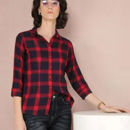 Crimsoune Club Navy & Red Chequered Shirt-image-77