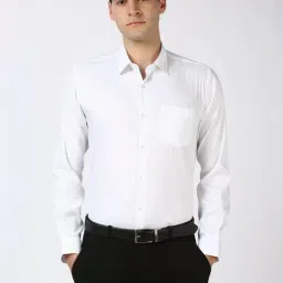 Peter England white Solid Shirts-image-1