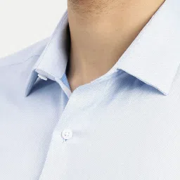 Arrow Blue Cotton Slim Fit Self Pattern Shirt image 4