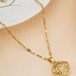 Bishty Fashion Stainless Steel Gold-Plated Pearls Beaded Contemporary Pendant With Chain image 3