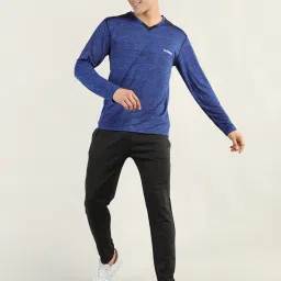 Chkokko Royal Blue Regular Fit V Neck T-Shirt image 5