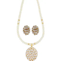 Sri Jagdamba Pearls Clear & White Alloy Classic Necklace Set image 1