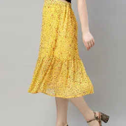 Sera Yellow Floral Print Tiered Skirt image 3