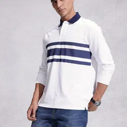 WROGN Pure Cotton Striped Oversized Polo Collar T-shirt image 4